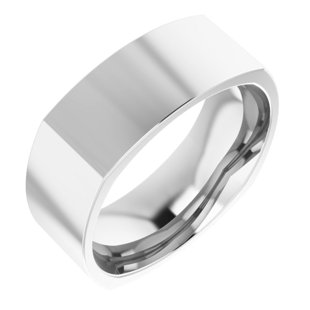 14K White Gold 8 mm Comfort-Fit Square Band Size 10