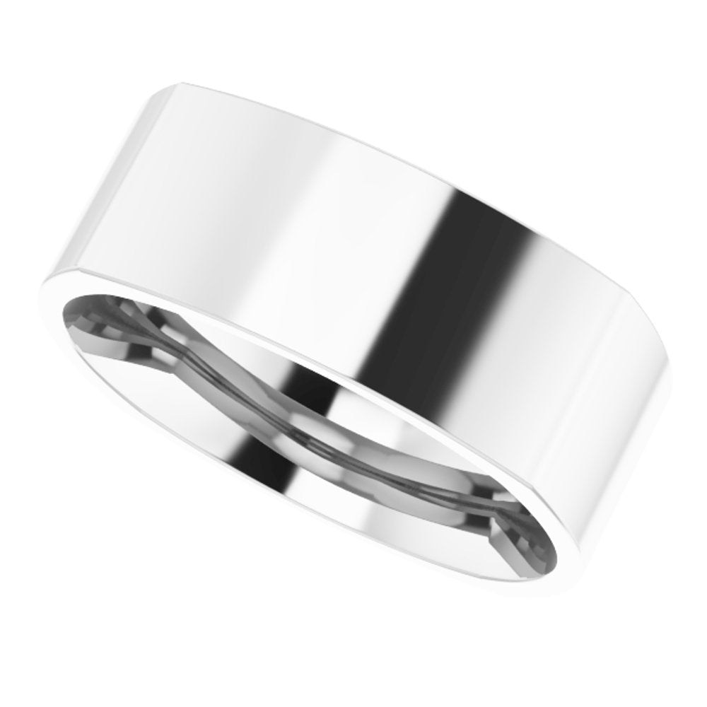 14K White Gold 8 mm Comfort-Fit Square Band Size 10