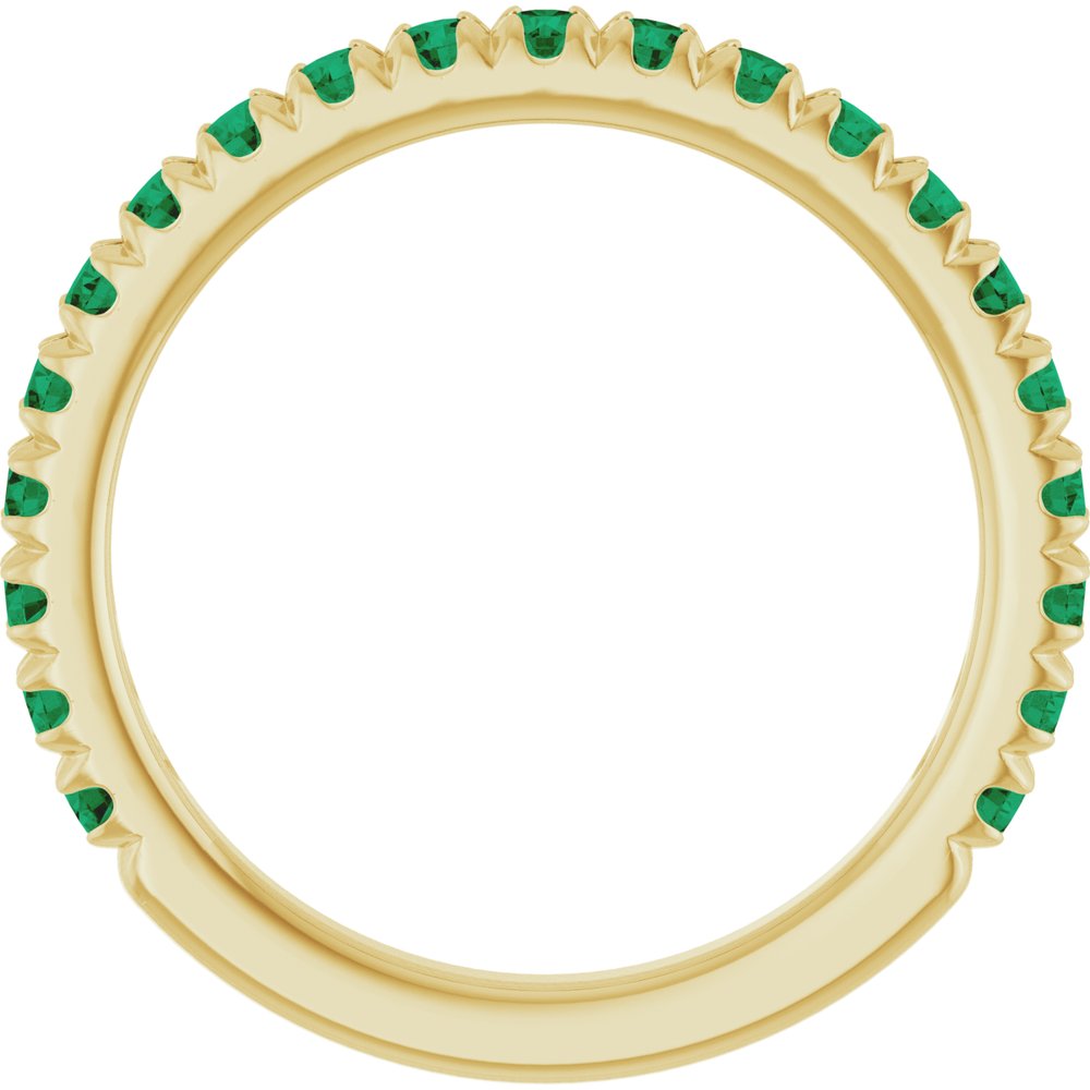 14K Yellow Gold Lab-Grown Emerald French-Set Anniversary Band
