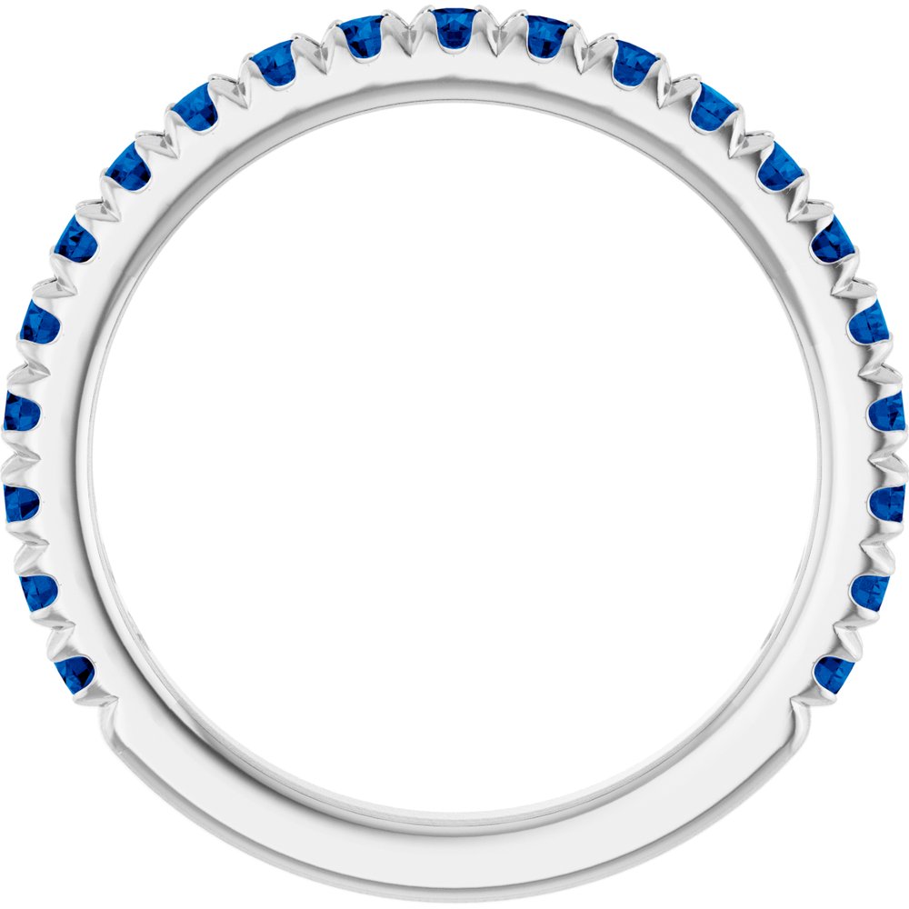 14K White Gold Lab-Grown Blue Sapphire French-Set Anniversary Band