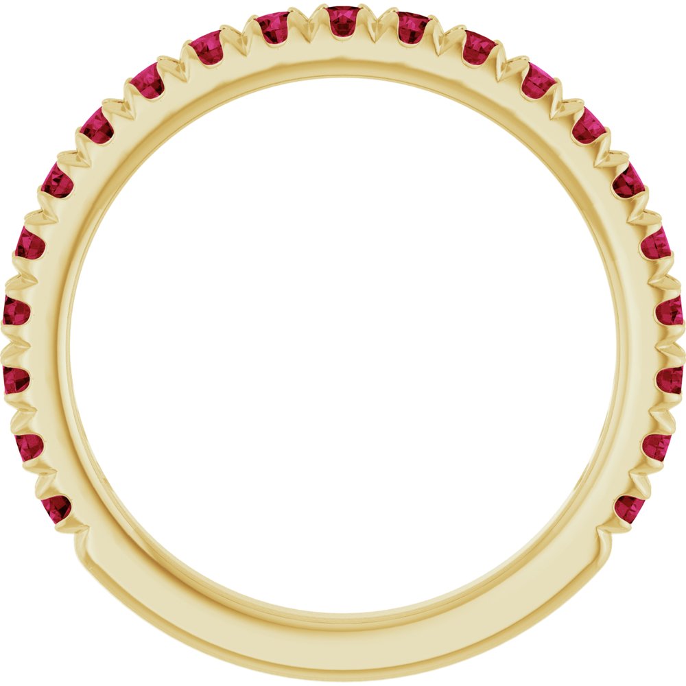 14K Yellow Gold Lab-Grown Ruby French-Set Anniversary Band
