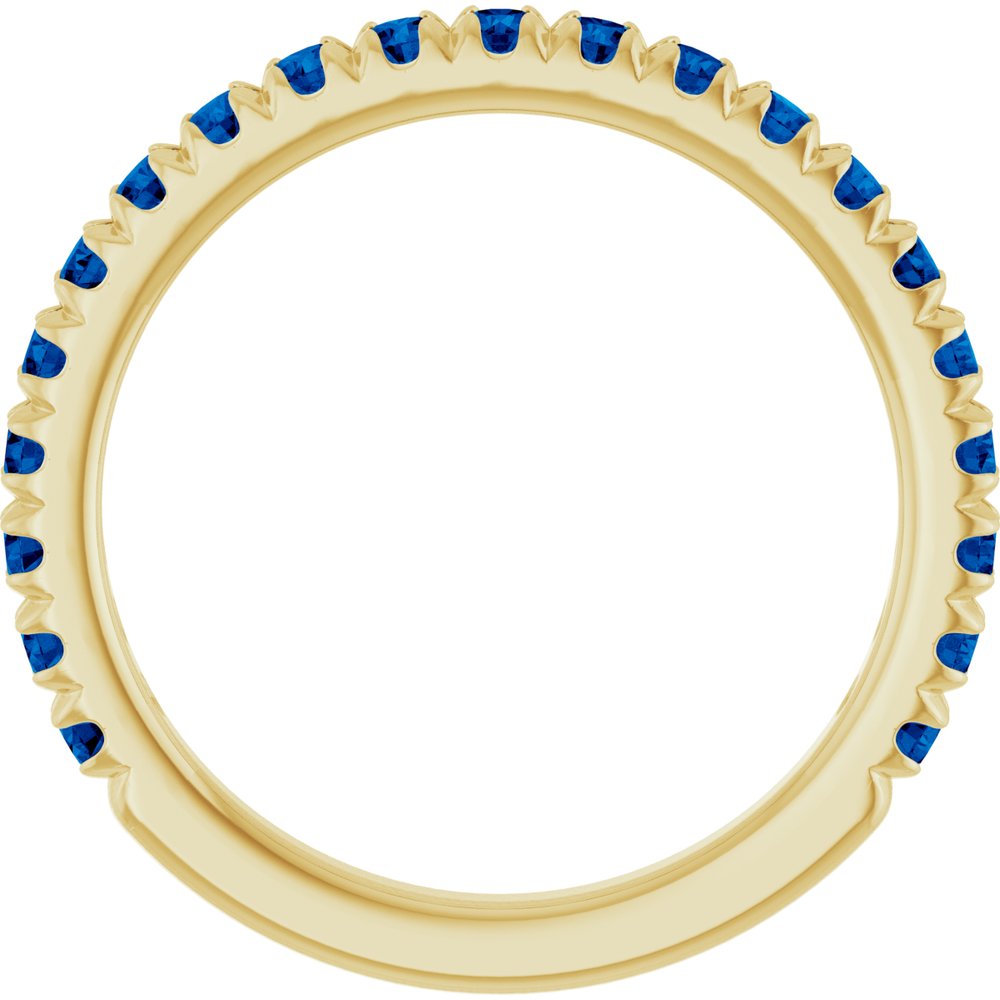14K Yellow Gold Lab-Grown Blue Sapphire French-Set Anniversary Band