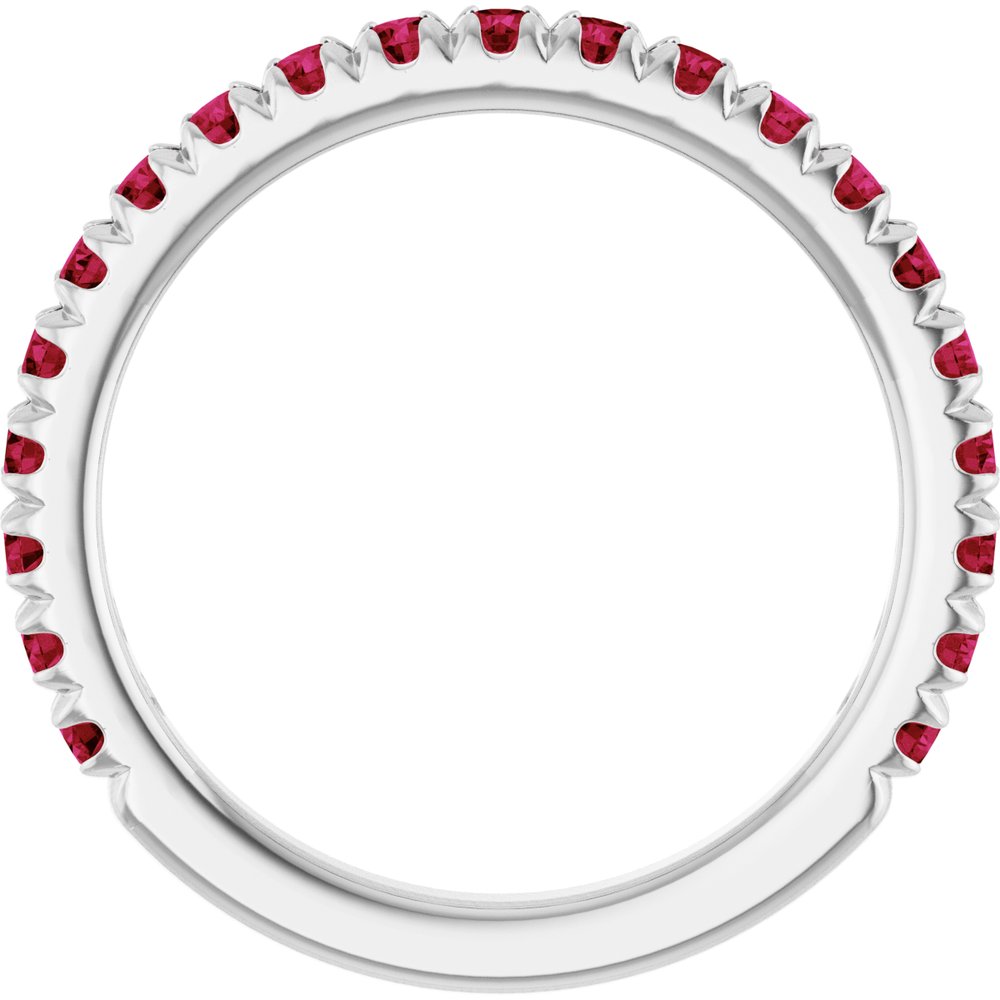 14K White Gold Lab-Grown Ruby French-Set Anniversary Band