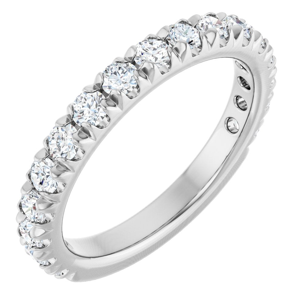14K White Gold 1 CTW Natural Diamond French-Set Anniversary Band
