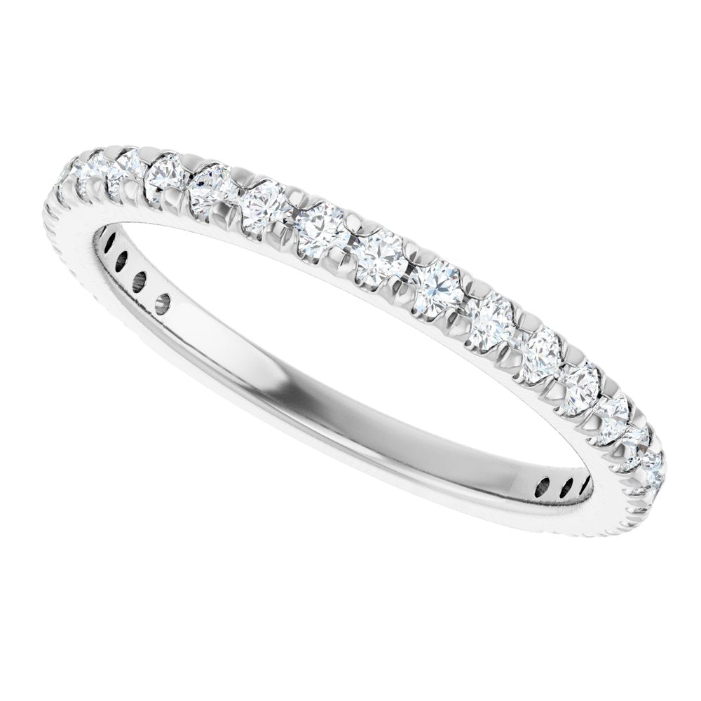 14K White Gold 3/8 CTW Natural Diamond French-Set Anniversary Band