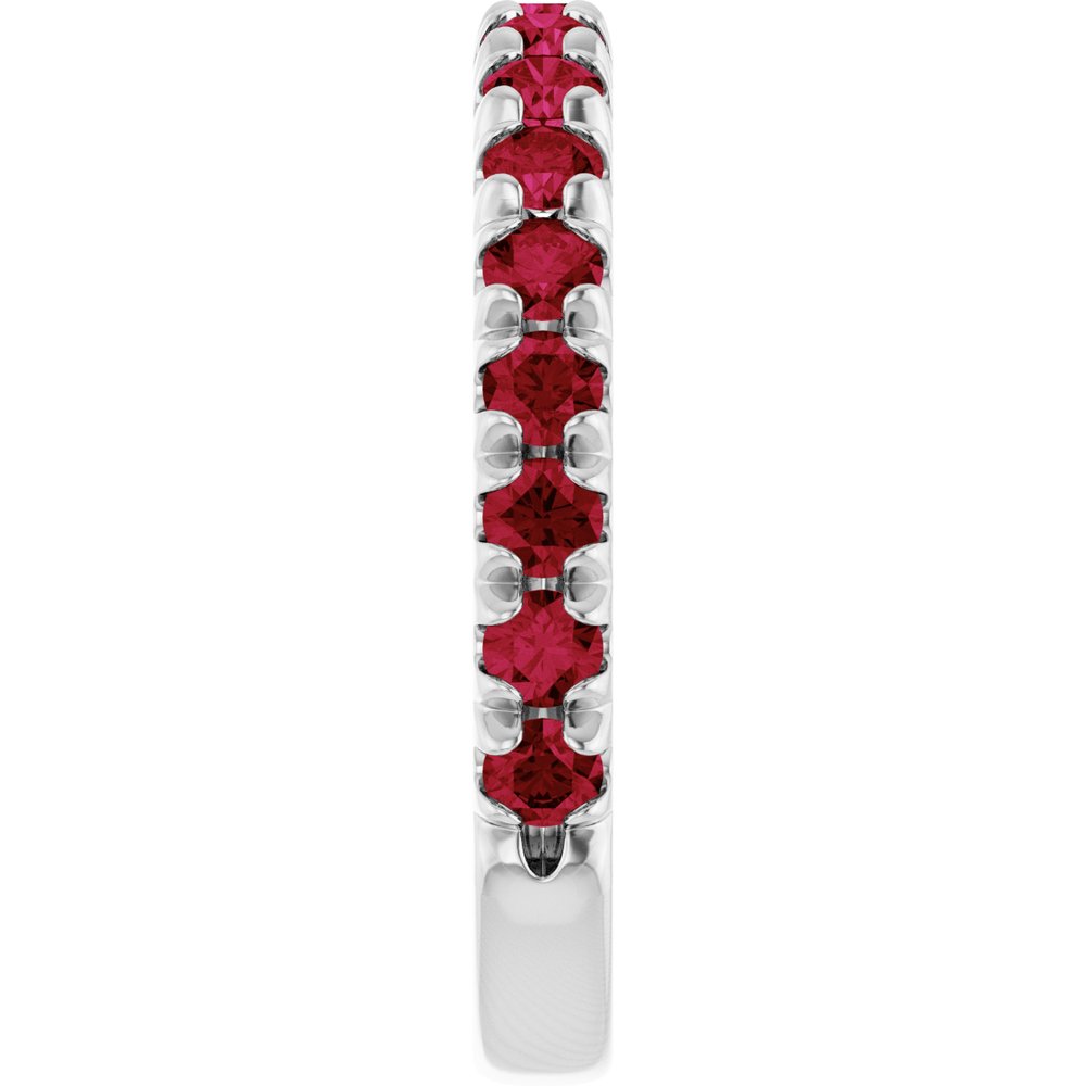14K White Gold Lab-Grown Ruby French-Set Anniversary Band