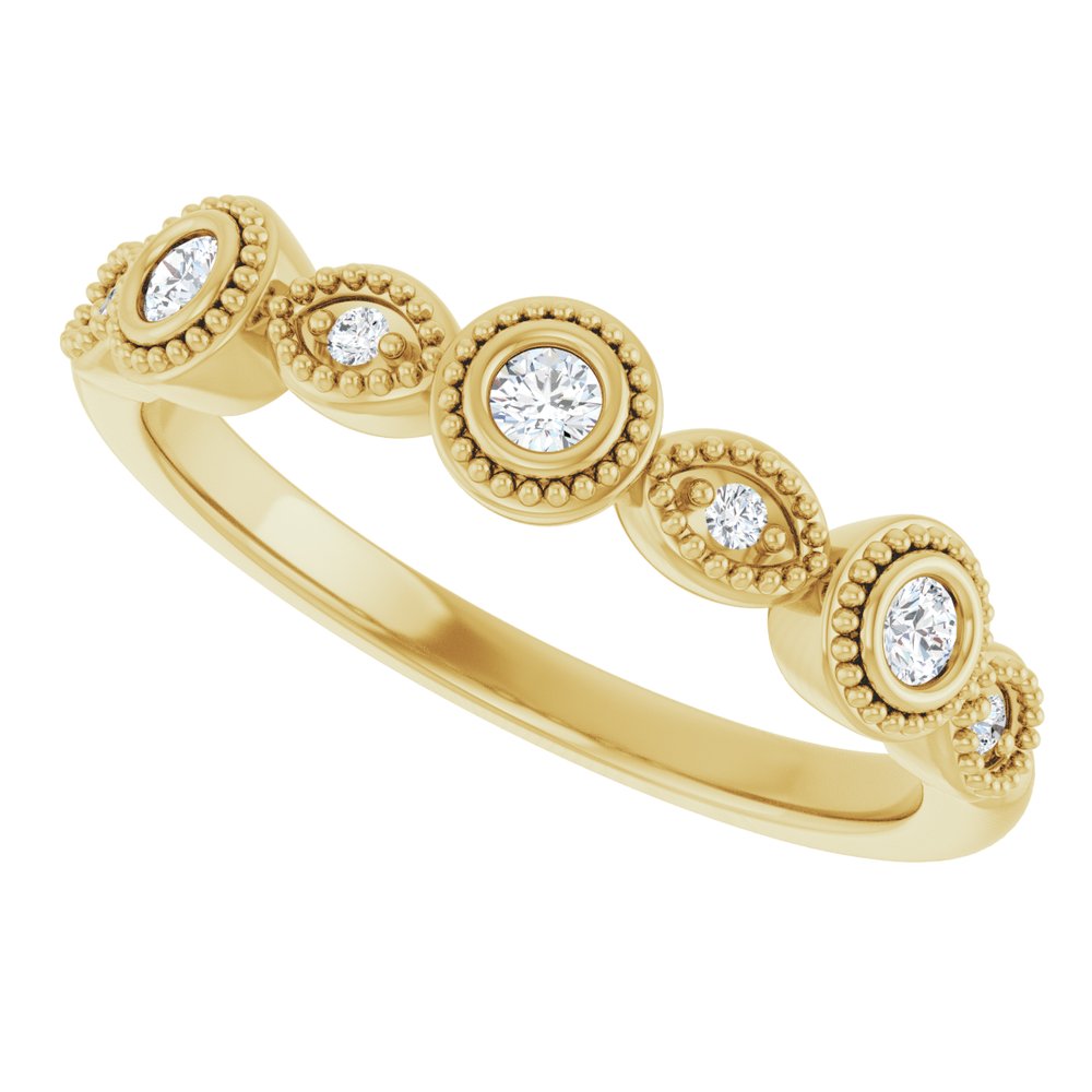 14K Yellow 2 mm Round 1/8 CTW Natural Diamond Anniversary Band
