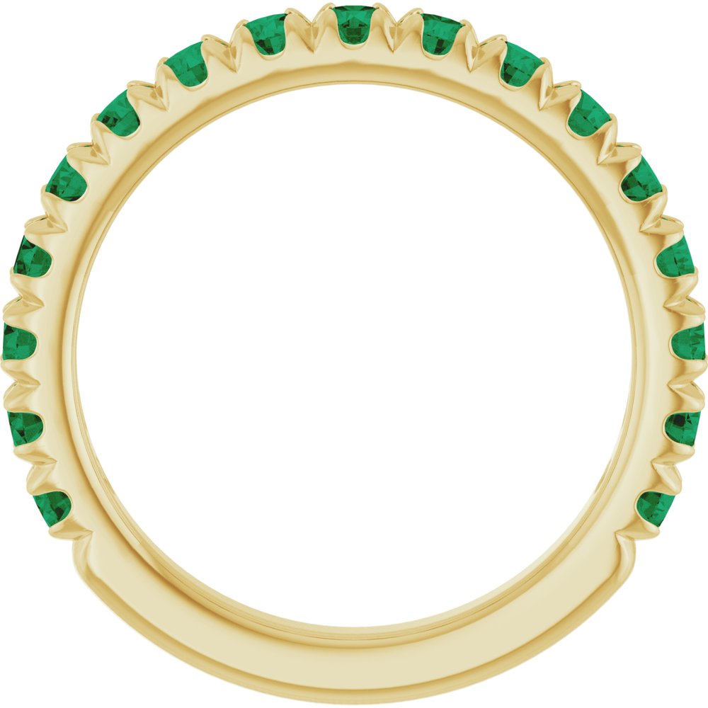 14K Yellow Gold Natural Emerald French-Set Anniversary Band