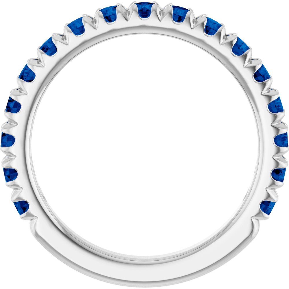 14K White Gold Lab-Grown Blue Sapphire French-Set Anniversary Band