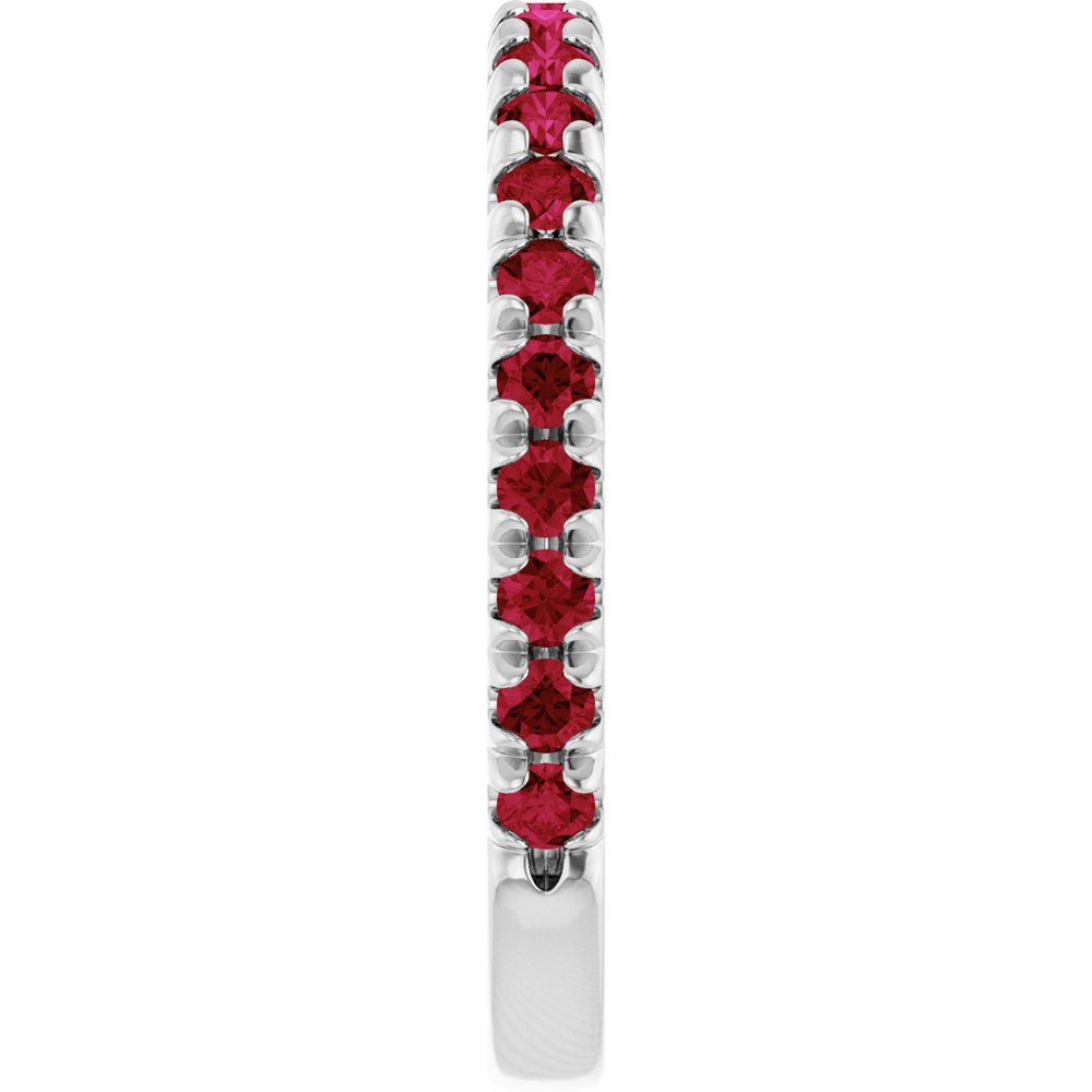 14K White Gold Lab-Grown Ruby French-Set Anniversary Band