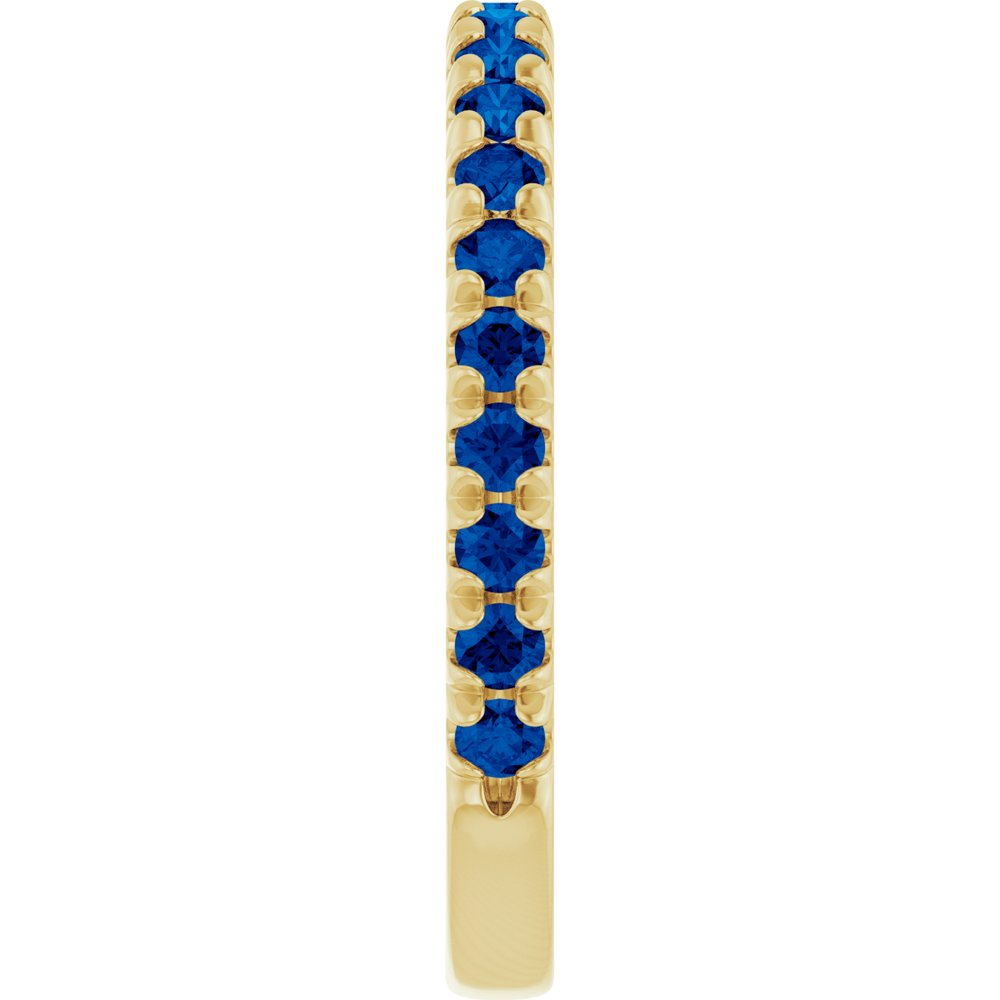 14K Yellow Gold Lab-Grown Blue Sapphire French-Set Anniversary Band