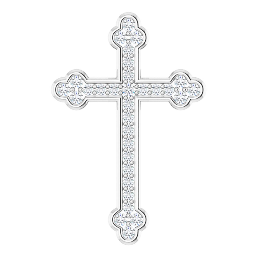 14K White Gold 1/4 CTW Natural Diamond Cross Pendant