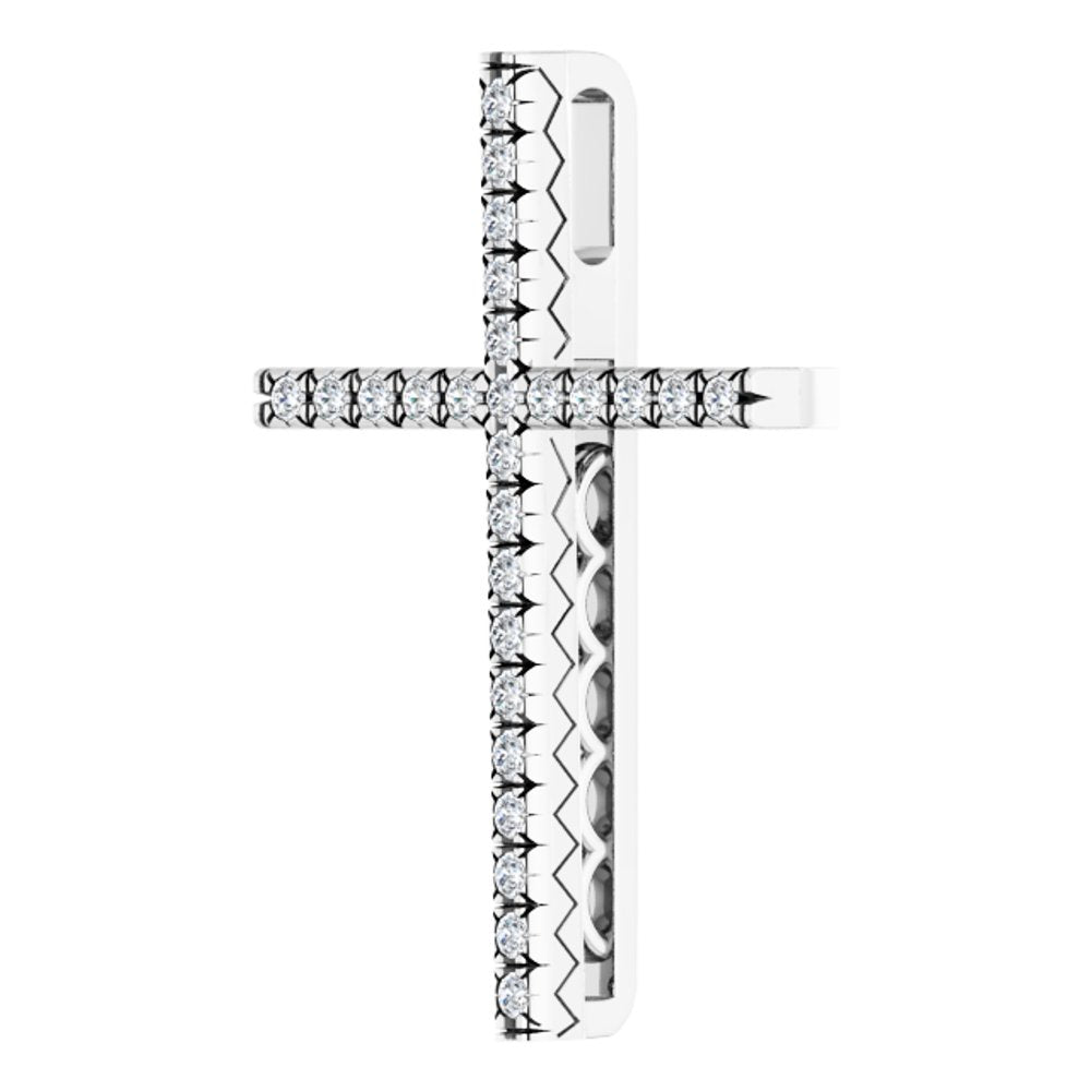 14K White Gold 1/4 CTW Natural Diamond Cross Pendant