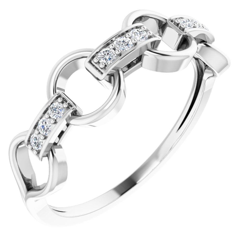 14K White Gold 1/10 CTW Natural Diamond Link Ring