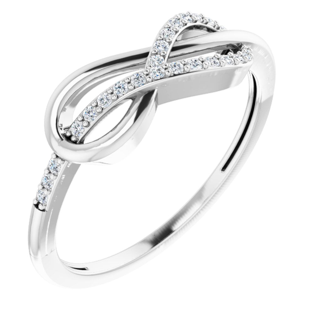 14K White Gold 1/10 CTW Natural Diamond Infinity-Inspired Ring