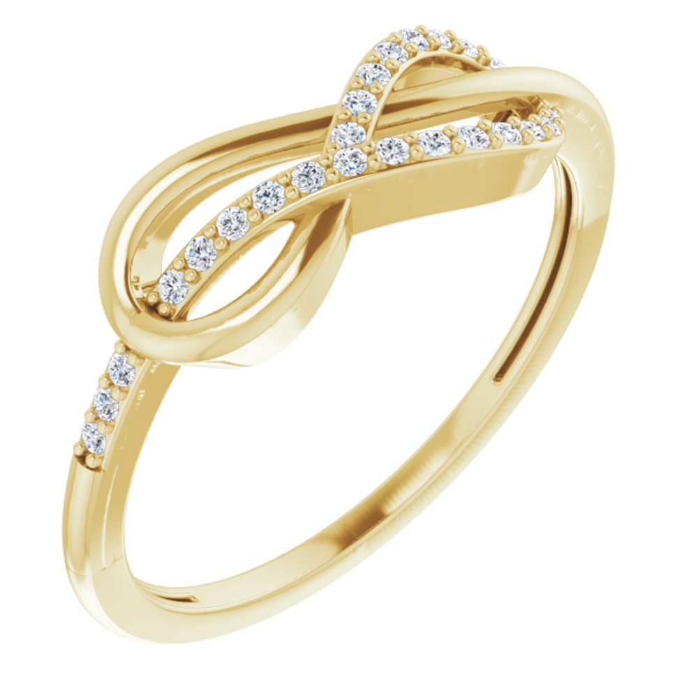 14K Yellow Gold 1/10 CTW Natural Diamond Infinity-Inspired Ring