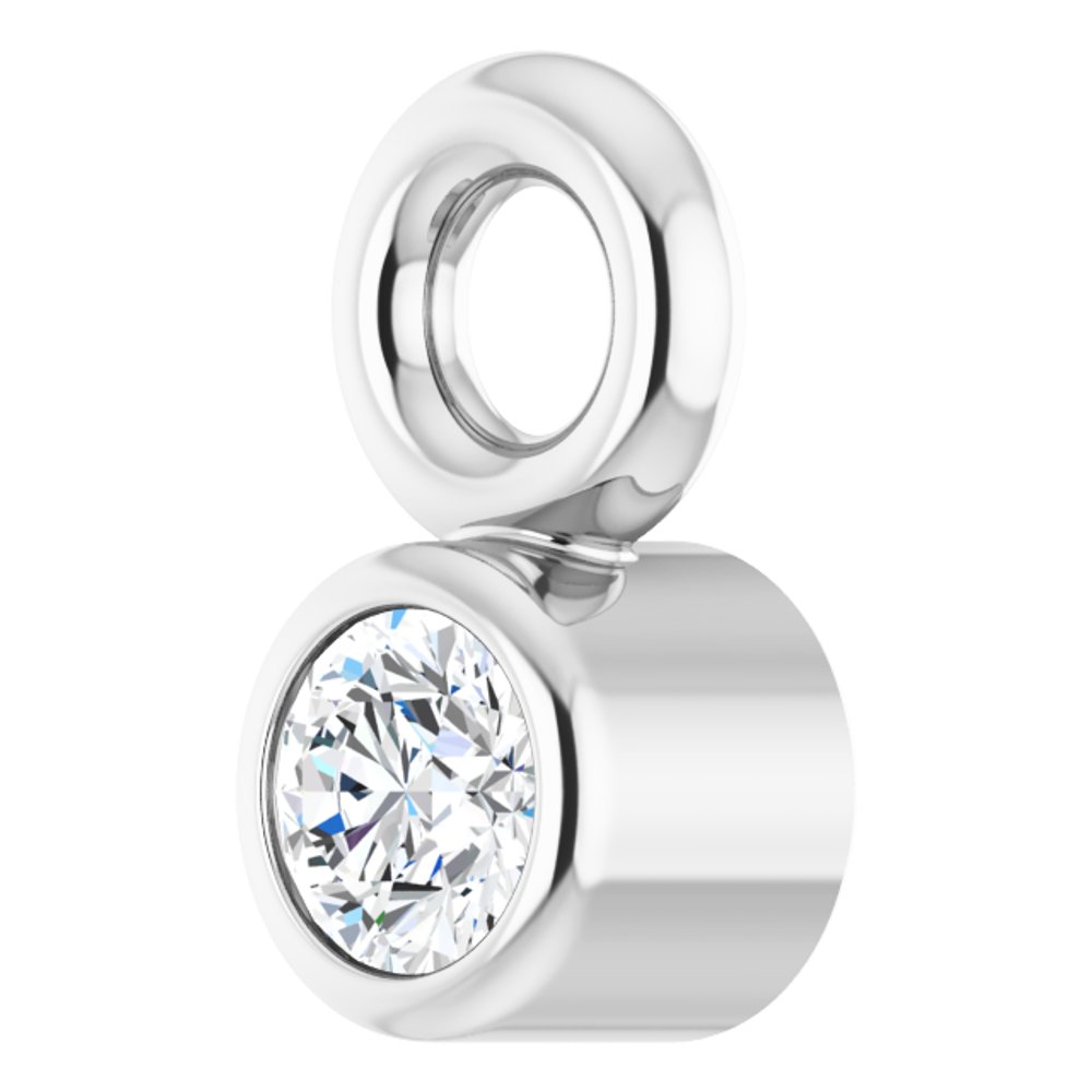 14K White .015 CT Lab-Grown Diamond Bezel-Set Dangle