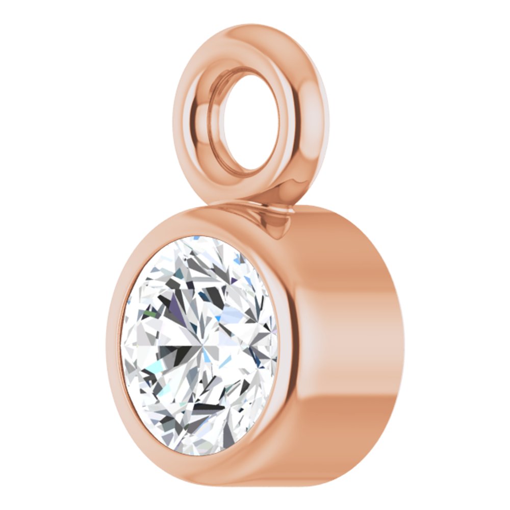 14K Rose .06 CT Natural Diamond Dangle