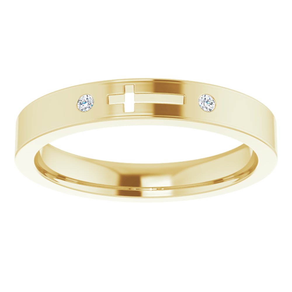 14K Yellow .03 CTW Natural Diamond Pierced Cross Stackable Ring