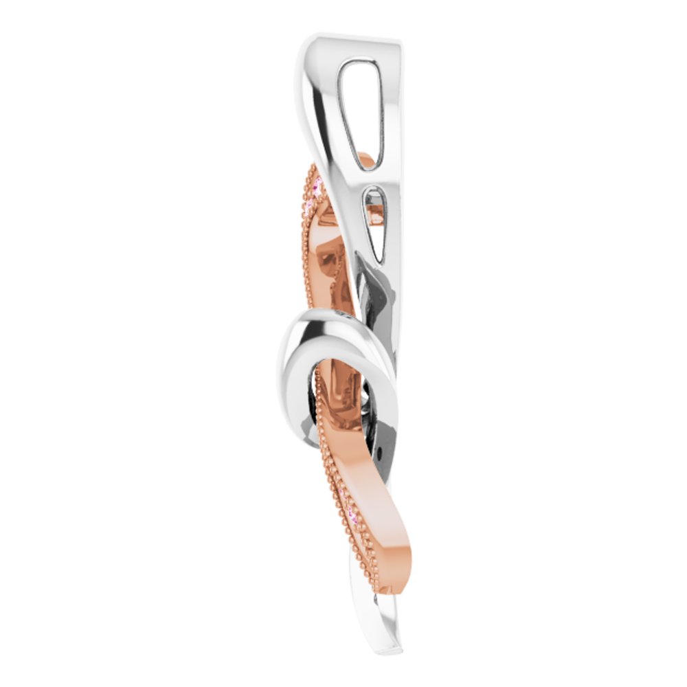 Rhodium-Plated Sterling Silver & 10K Rose Gold Natural Pink Sapphire Heart Pendant