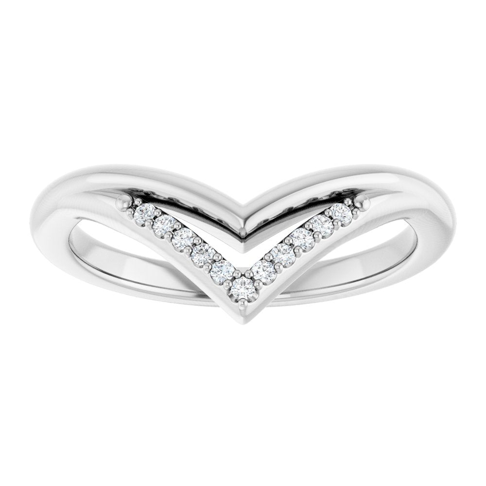 14K White Gold .04 CTW Natural Diamond Contour Band