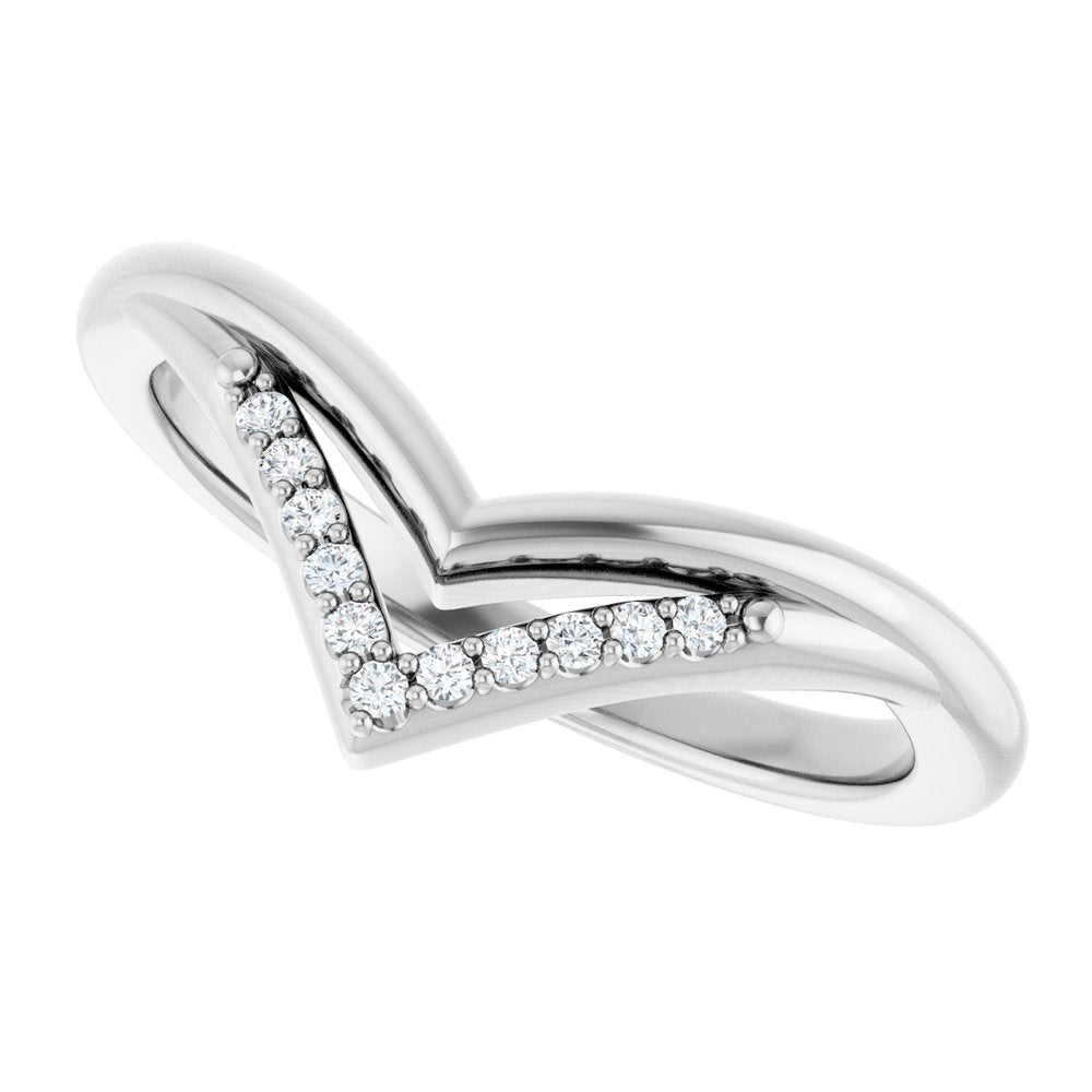 14K White Gold .04 CTW Natural Diamond Contour Band