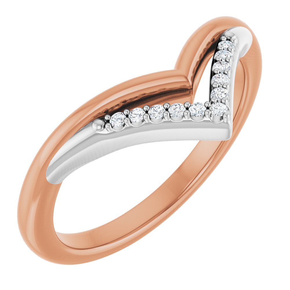 14K Rose/White Gold .04 CTW Natural Diamond Contour Band