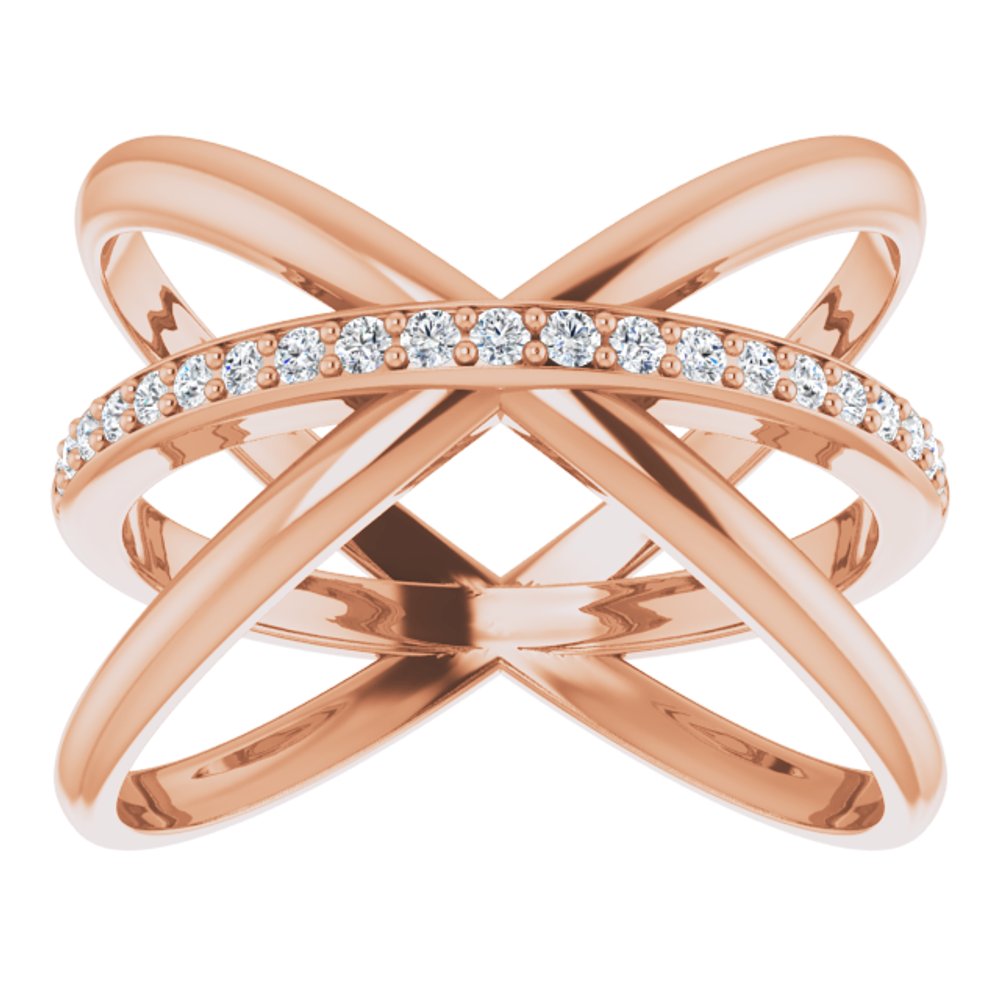 14K Rose Gold 1/6 CTW Natural Diamond Criss-Cross Ring