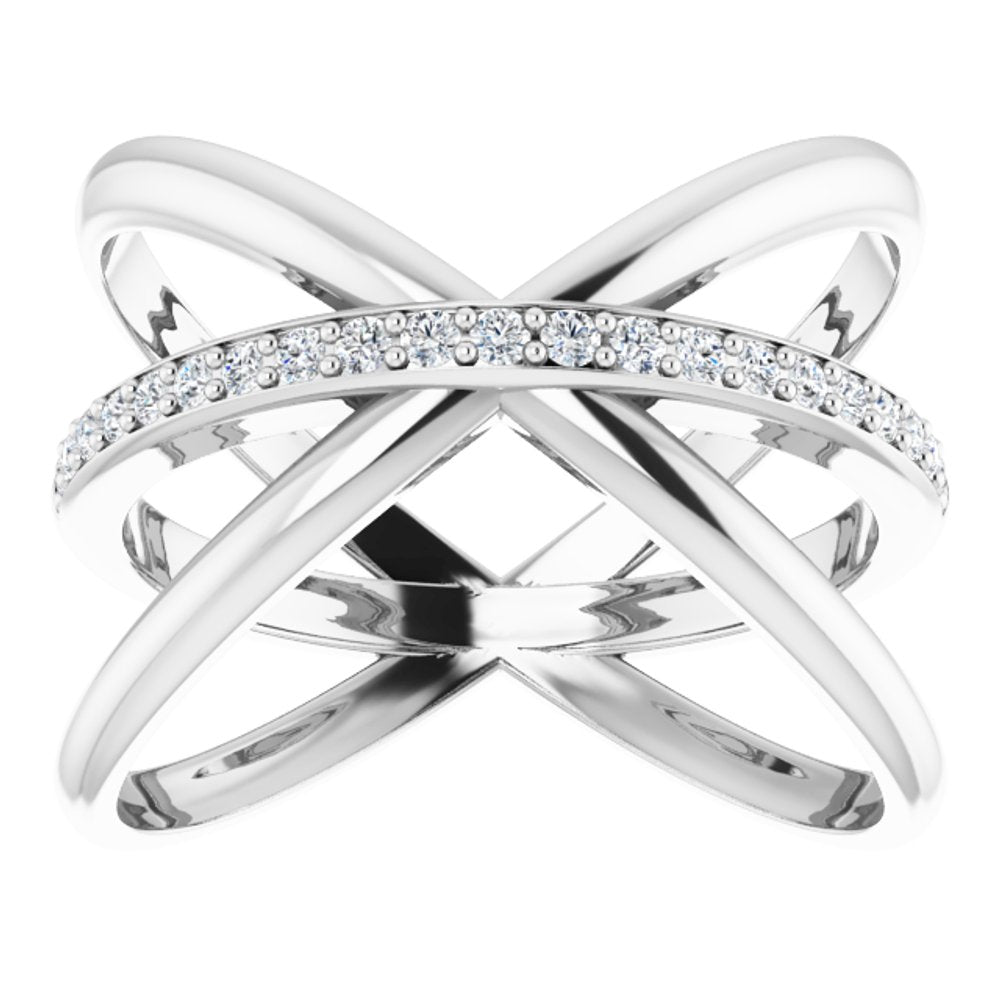 14K White Gold 1/6 CTW Natural Diamond Criss-Cross Ring