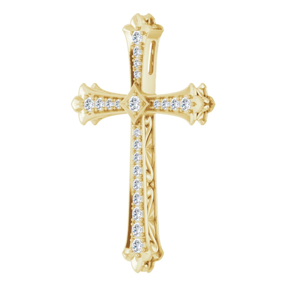 14K Yellow 1/2 CTW Natural Diamond Cross Pendant
