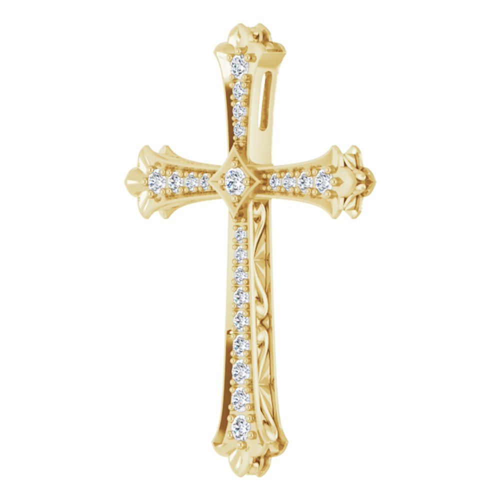 14K Yellow 3/4 CTW Natural Diamond Cross Pendant