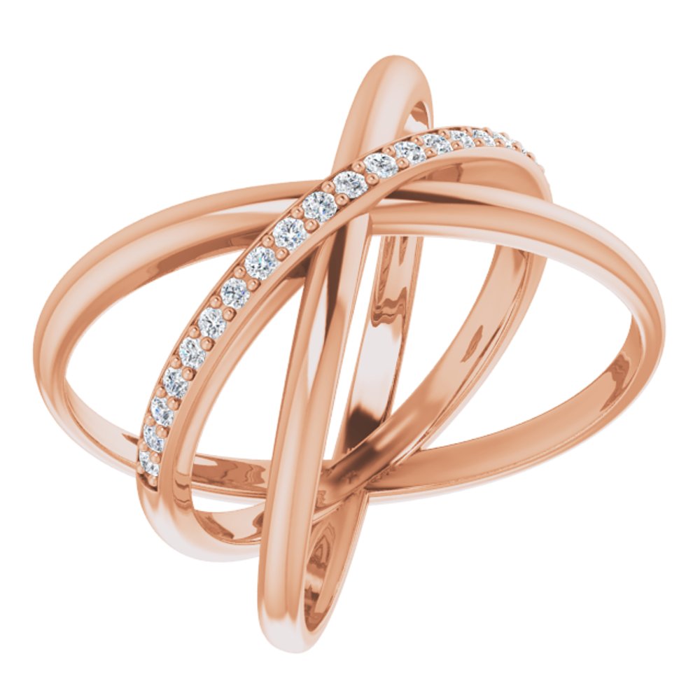 14K Rose Gold 1/6 CTW Natural Diamond Criss-Cross Ring