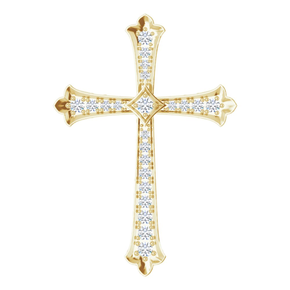 14K Yellow Gold 1/2 CTW Natural Diamond Cross Pendant