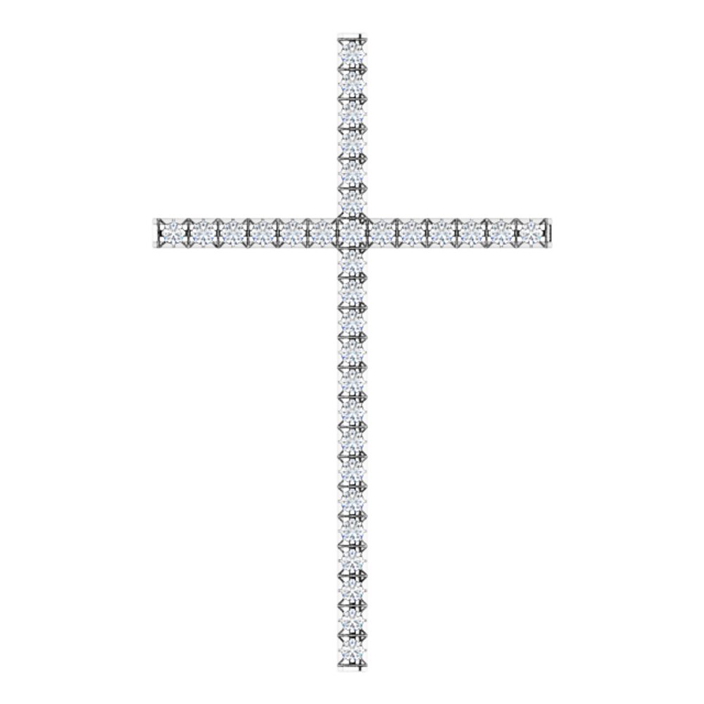 14K White Gold 1 CTW Natural Diamond Cross Pendant