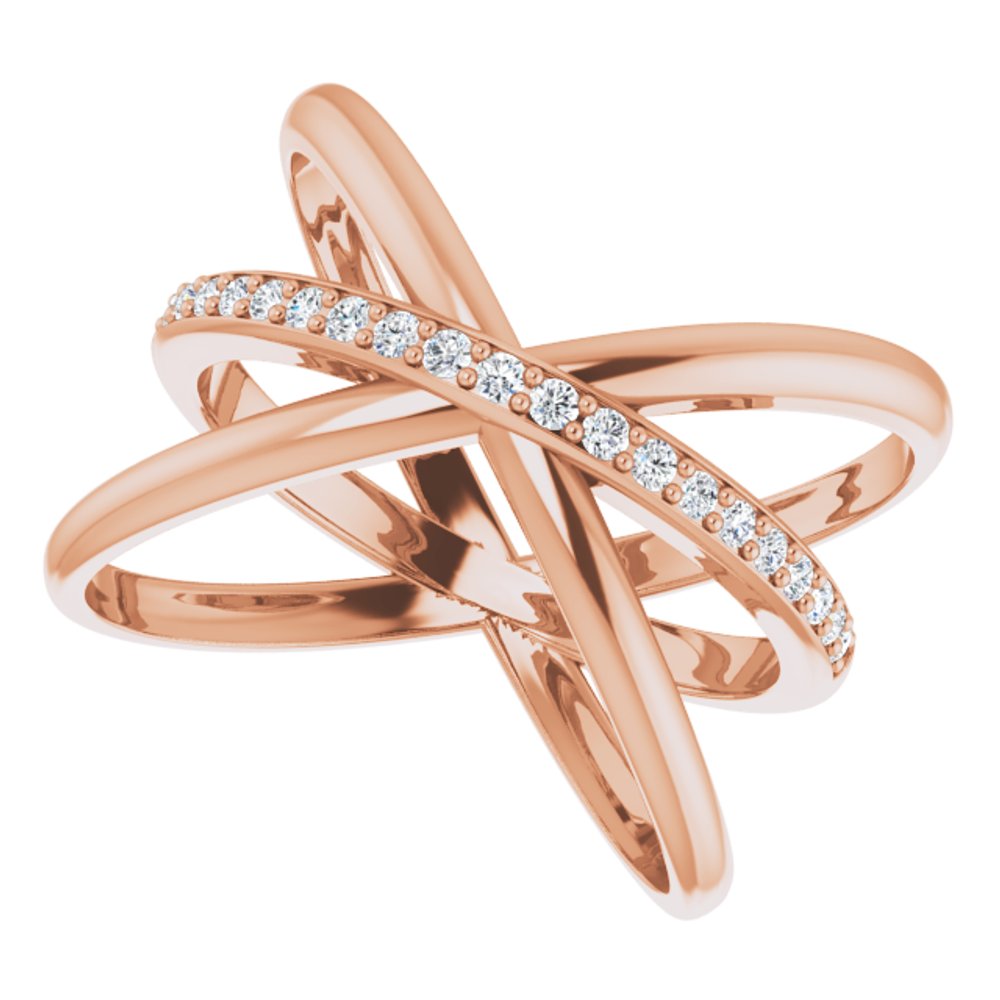 14K Rose Gold 1/6 CTW Natural Diamond Criss-Cross Ring