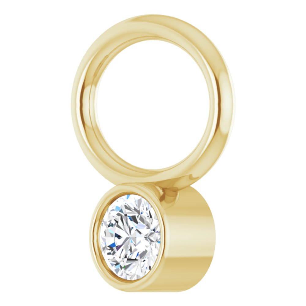 14K Yellow .03 CT Natural Diamond Hoop Dangle