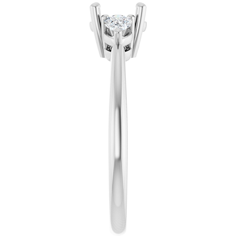 14K White Gold 7 x 5 mm Oval 1/4 CTW Lab-Grown Diamond Semi-Set Engagement Ring