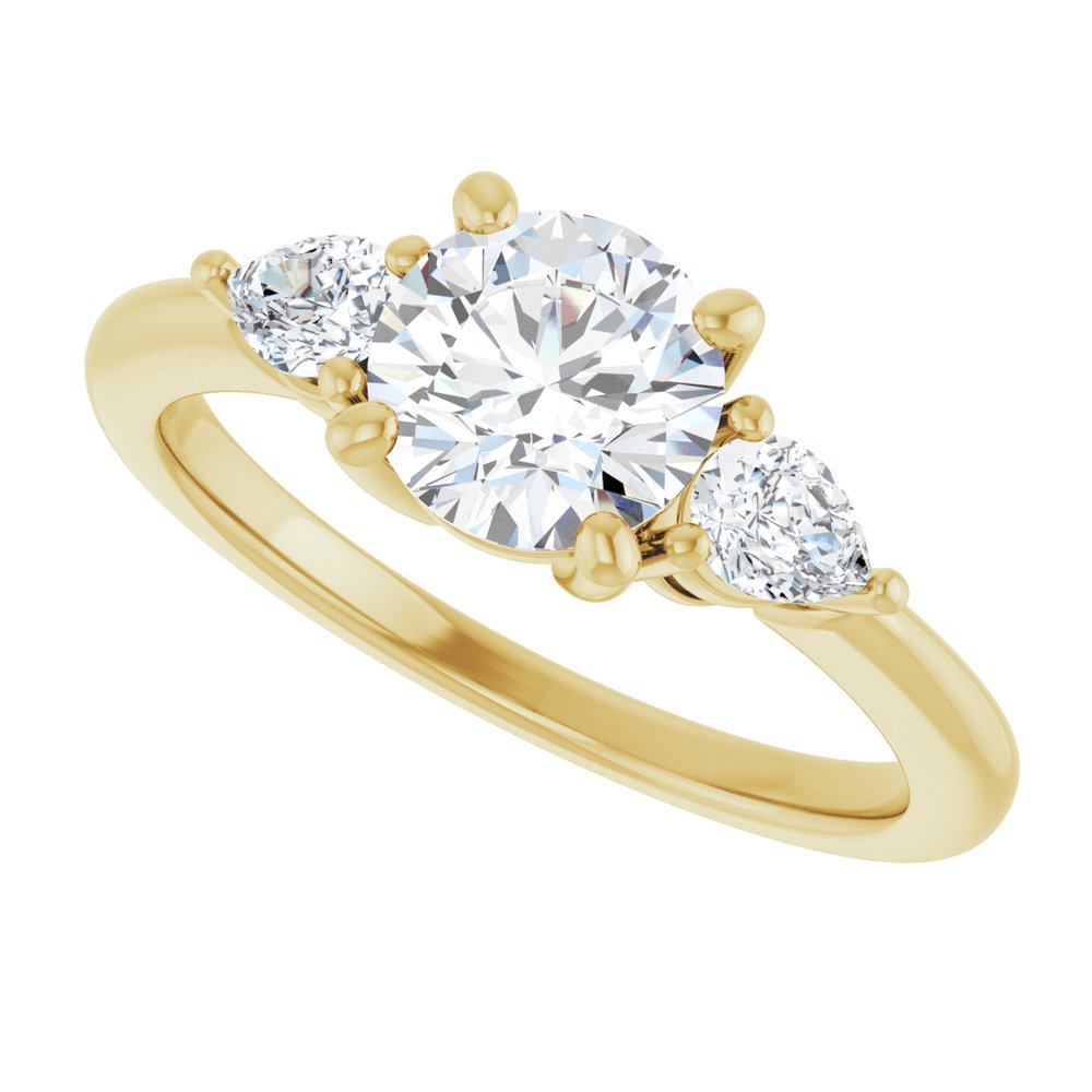 14K Yellow Gold 6.5 mm Round 1/4 CTW Lab-Grown Diamond Semi-Set Engagement Ring