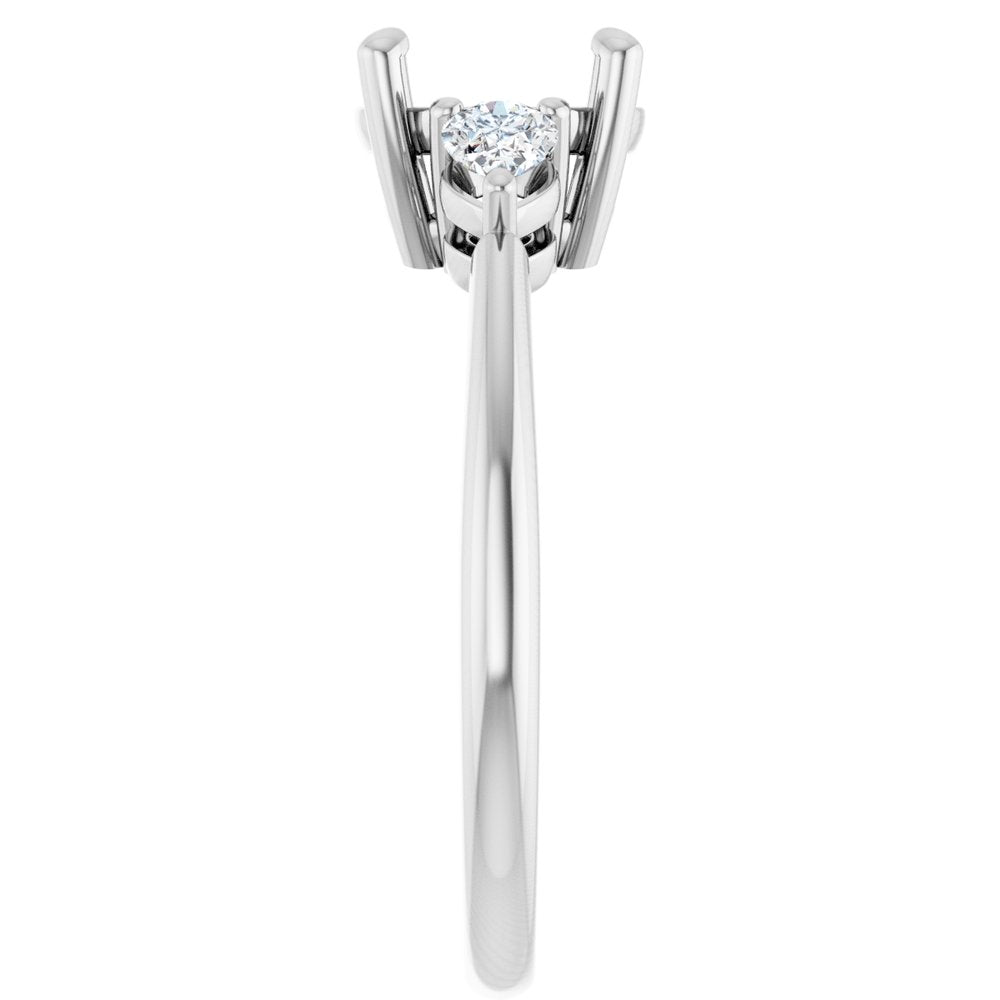 14K White Gold 8 mm Round 1/4 CTW Natural Diamond Semi-Set Engagement Ring