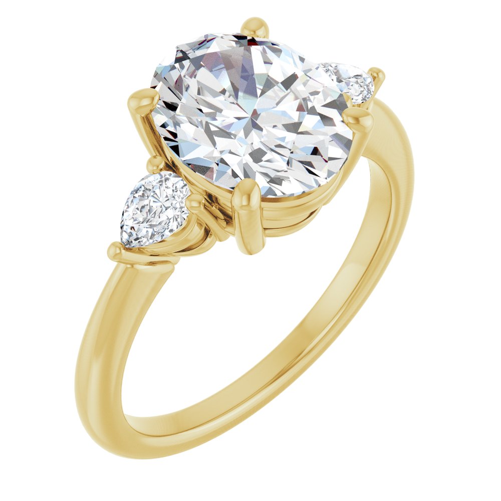 14K Yellow Gold 10 x 8 mm Oval 1/4 CTW Lab-Grown Diamond Semi-Set Engagement Ring