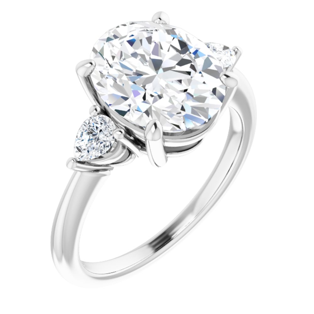 14K White Gold 11 x 9 mm Oval 1/4 CTW Lab-Grown Diamond Semi-Set Engagement Ring