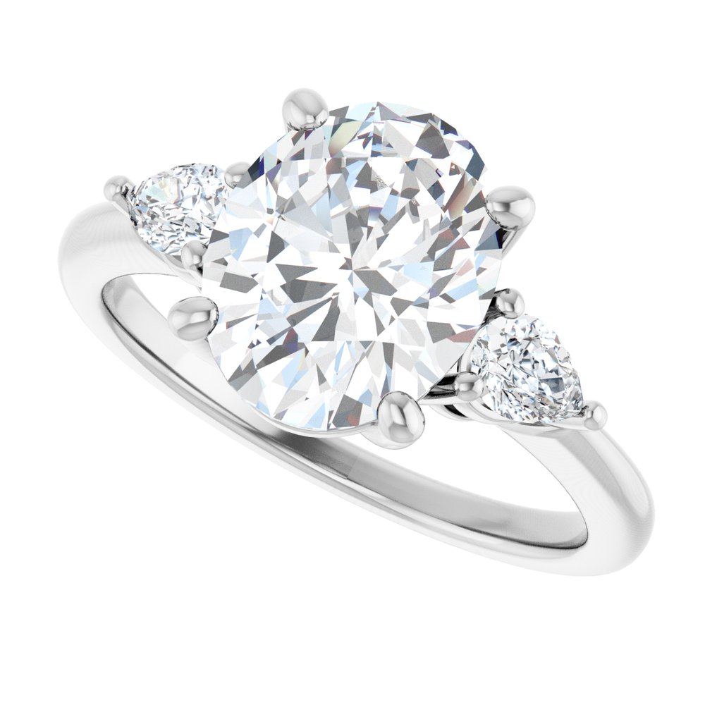 14K White Gold 10 x 8 mm Oval 1/4 CTW Natural Diamond Semi-Set Engagement Ring