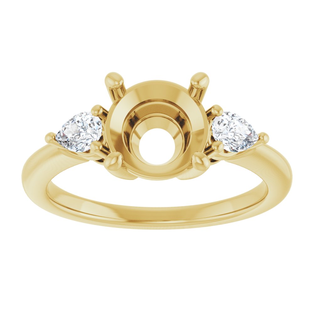 14K Yellow Gold 8 mm Round 1/4 CTW Natural Diamond Semi-Set Engagement Ring