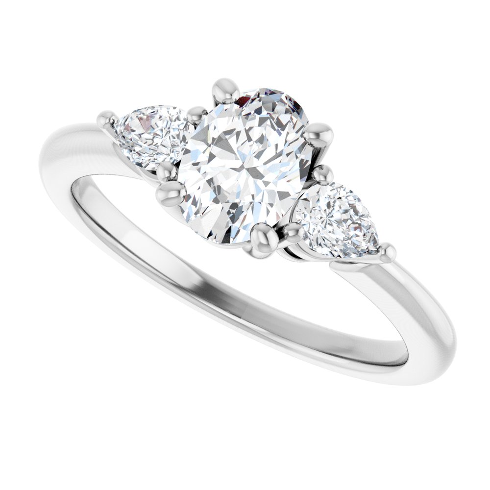14K White Gold 7 x 5 mm Oval 1/4 CTW Lab-Grown Diamond Semi-Set Engagement Ring