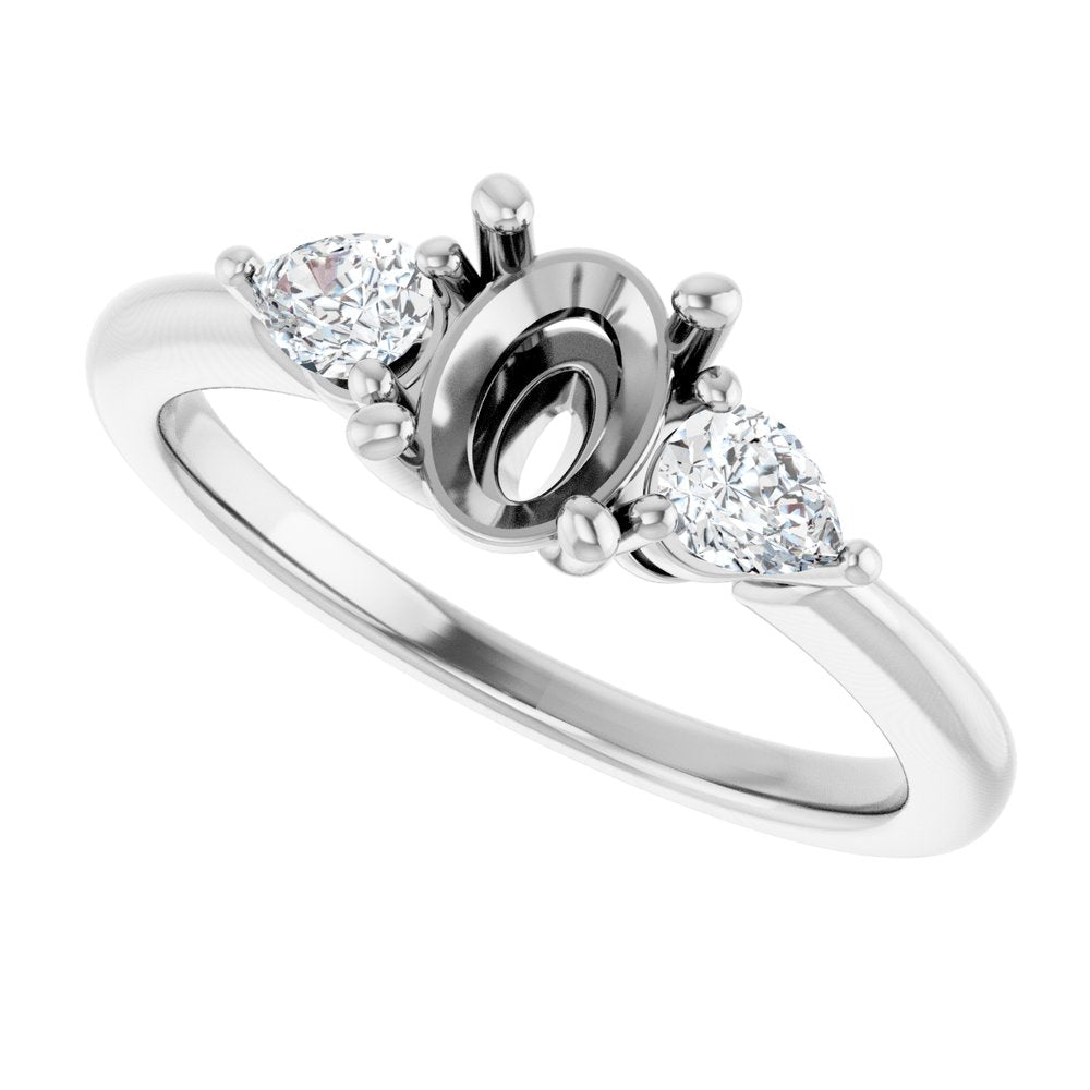 14K White Gold 7 x 5 mm Oval 1/4 CTW Lab-Grown Diamond Semi-Set Engagement Ring