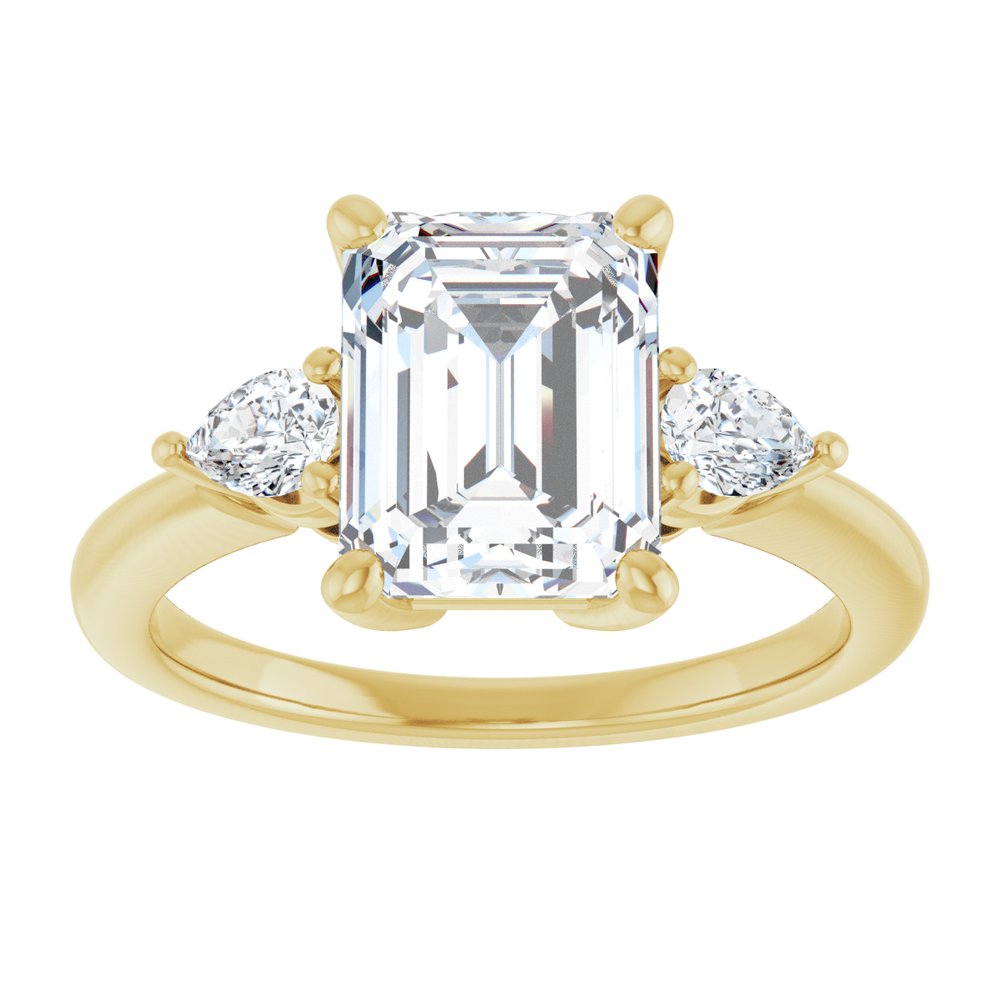 14K Yellow Gold 9 x 7 mm Emerald 1/4 CTW Natural Diamond Semi-Set Engagement Ring