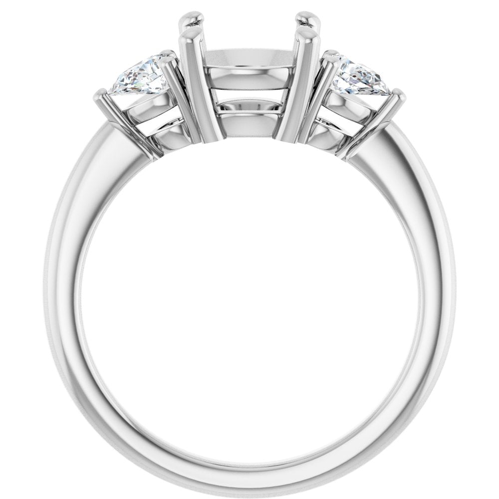 14K White Gold 8 mm Round 1/4 CTW Natural Diamond Semi-Set Engagement Ring