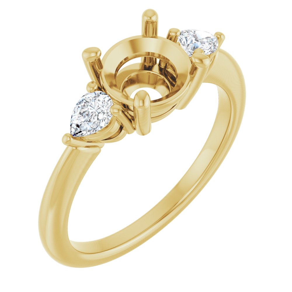 14K Yellow Gold 7.4 mm Round 1/4 CTW Lab-Grown Diamond Semi-Set Engagement Ring