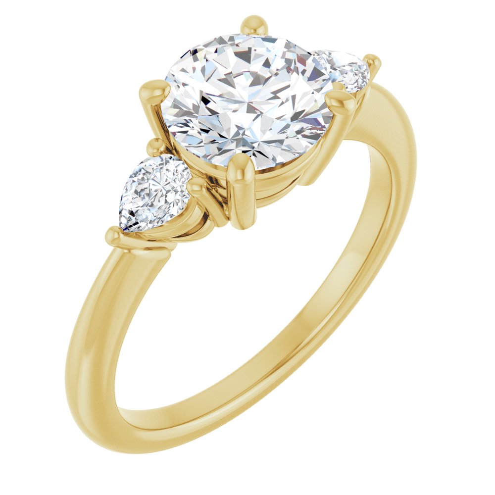 14K Yellow Gold 7.4 mm Round 1/4 CTW Lab-Grown Diamond Semi-Set Engagement Ring