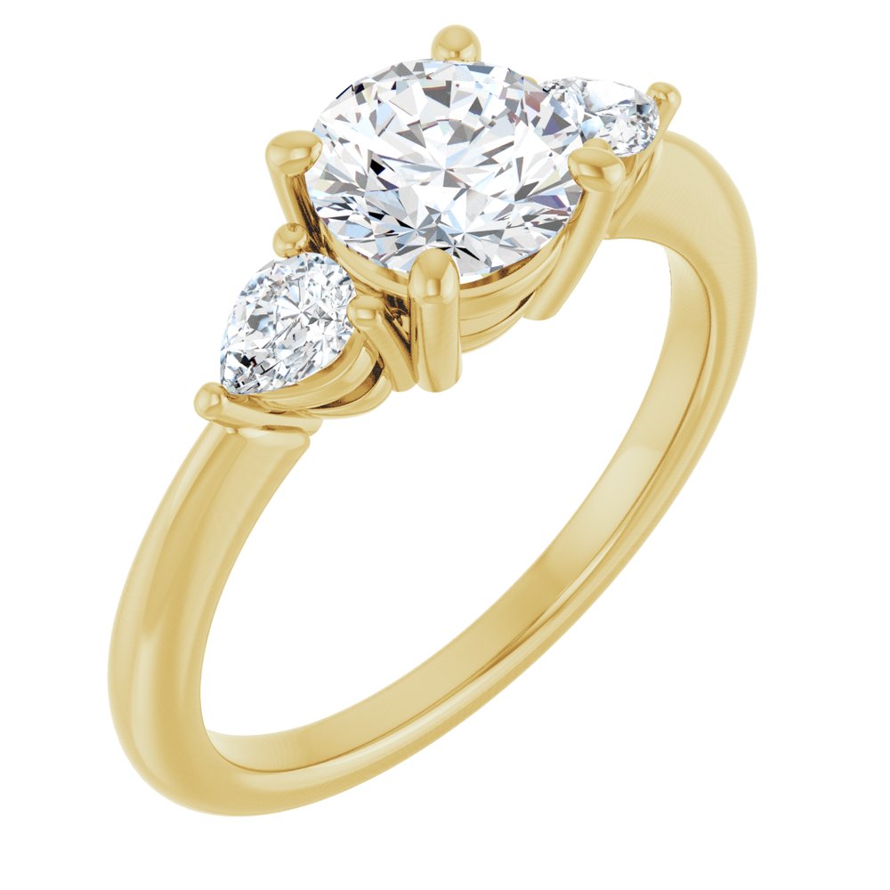 14K Yellow Gold 6.5 mm Round 1/4 CTW Lab-Grown Diamond Semi-Set Engagement Ring